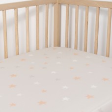 Jadaloo Anti-Dustmite Ultra Soft Crib Fitted Sheet - Beige Stars