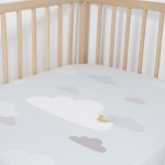 Jadaloo Anti-Dustmite Ultra Soft Crib Fitted Sheet - Blue Clouds