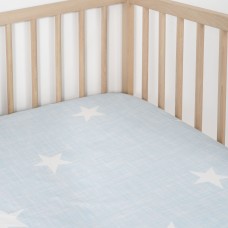 Jadaloo Anti-Dustmite Ultra Soft Crib Fitted Sheet - Blue Stars