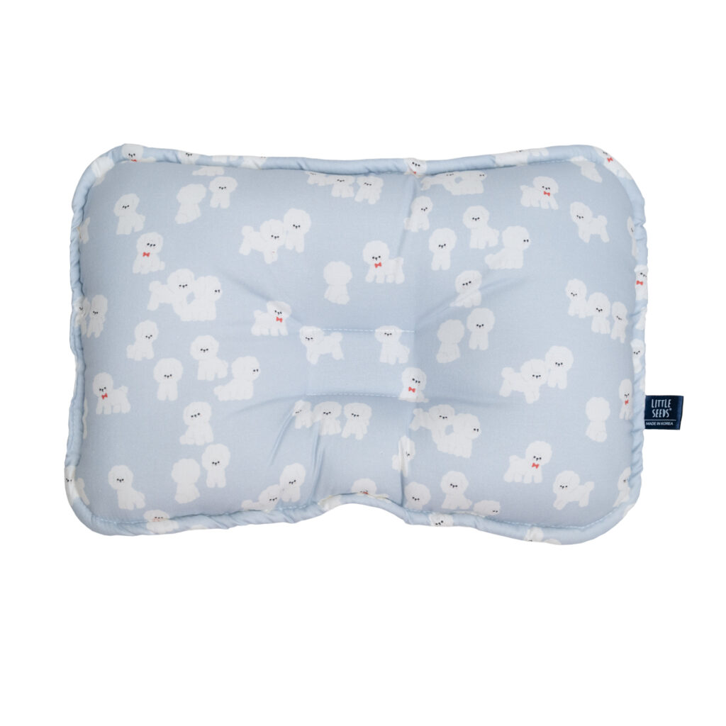Little Seeds Baby Pillow with bichon pattern in pale blue