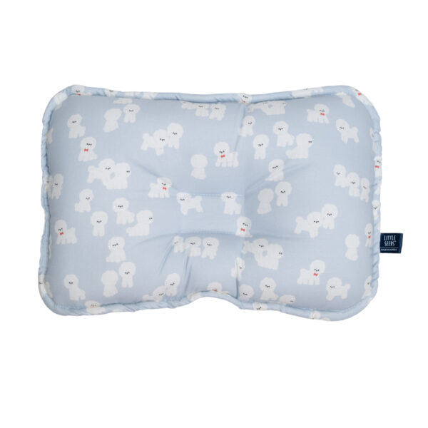 Little Seeds Baby Pillow with bichon pattern in pale blue