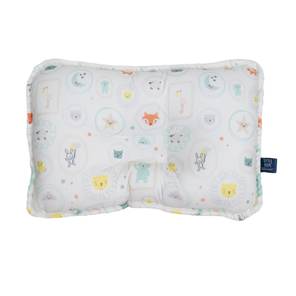 Little Seeds baby pillow with different animals and moon on white background